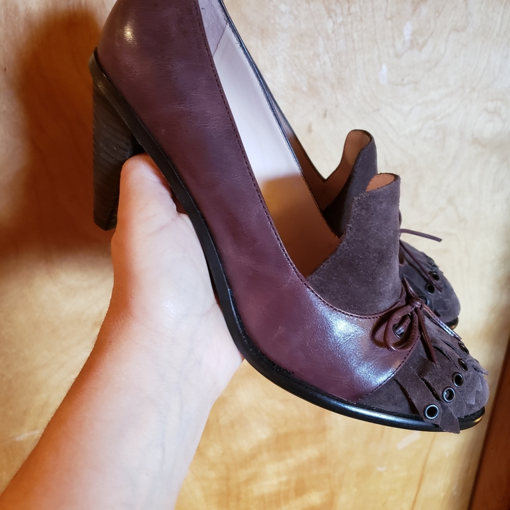 NWOB Anthro Plenty by Tracy Reese Women's Size 39 Burgundy Suede Leather Gilda